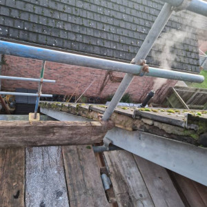 scaffolding up to roof