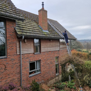 half roof cleared from dirt